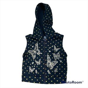 Full Zip Hooded Vest Butterfly 3/6 Mos Black Gold Angel Face